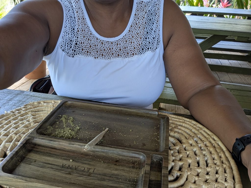 “Learning how to roll a spliff in Jamaica at Jacana Farms”