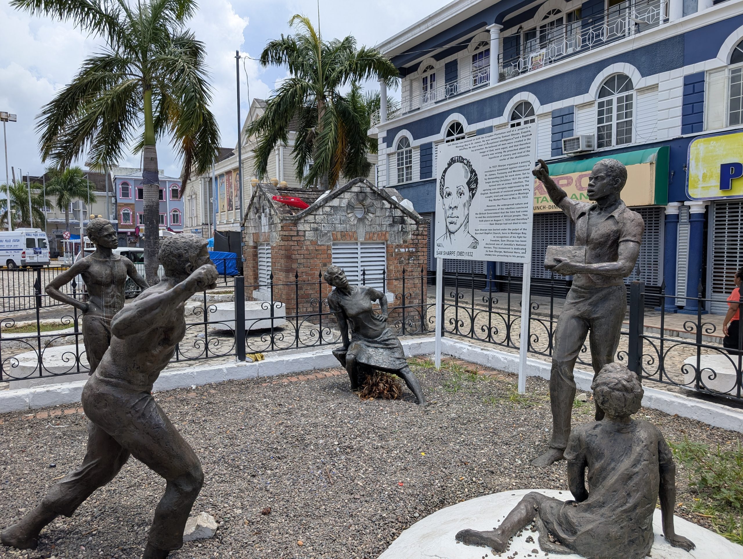 Sam Sharpe Square in Montego Bay Jamaica with National Hero monument