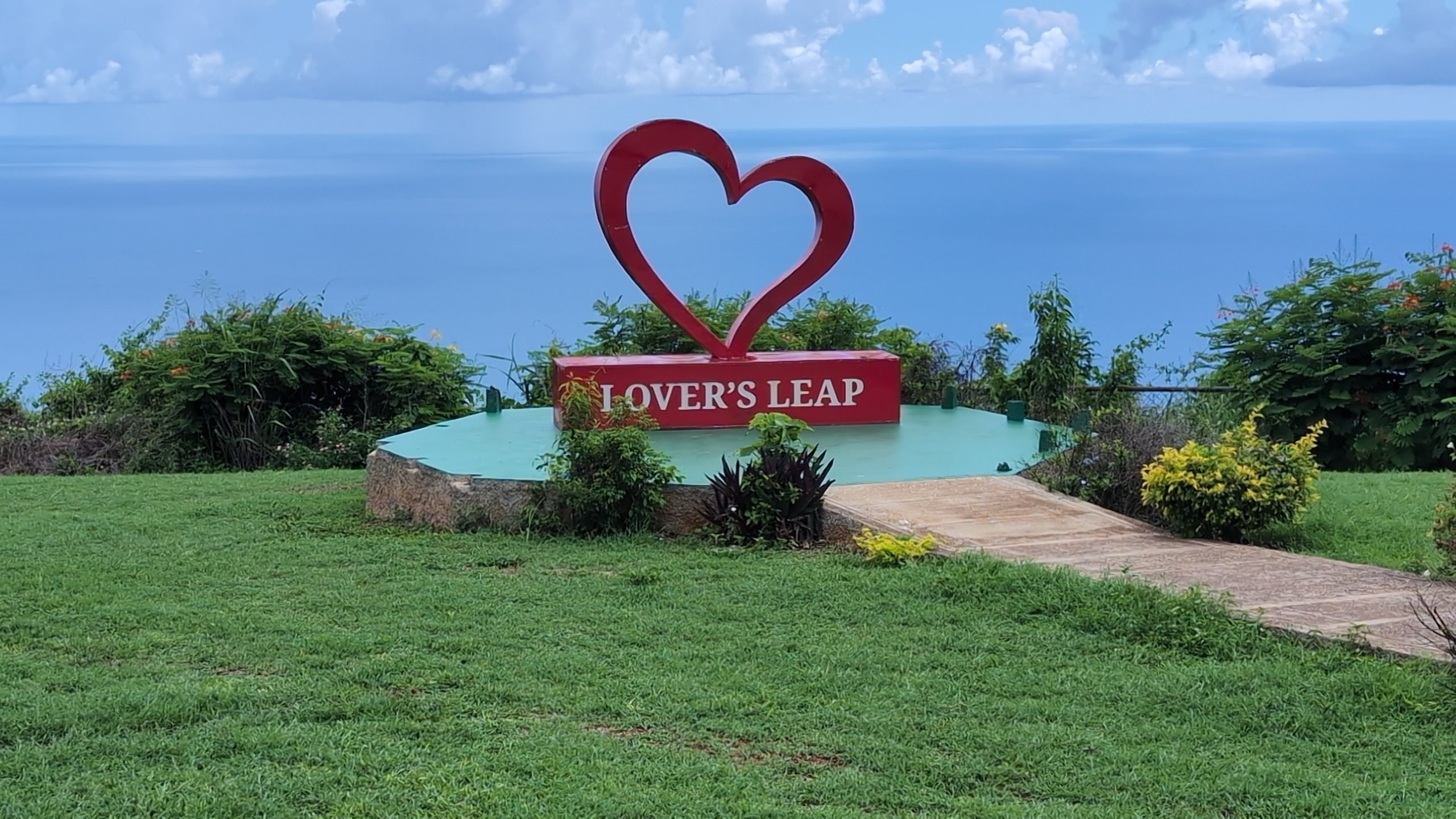 "Panoramic view of the cliff and Caribbean Sea at Lovers Leap, St. Elizabeth”