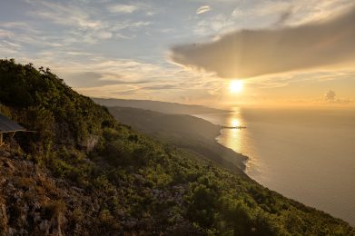 “Panoramic Caribbean Sea view from Sea Coast Inn balcony, St. Elizabeth”