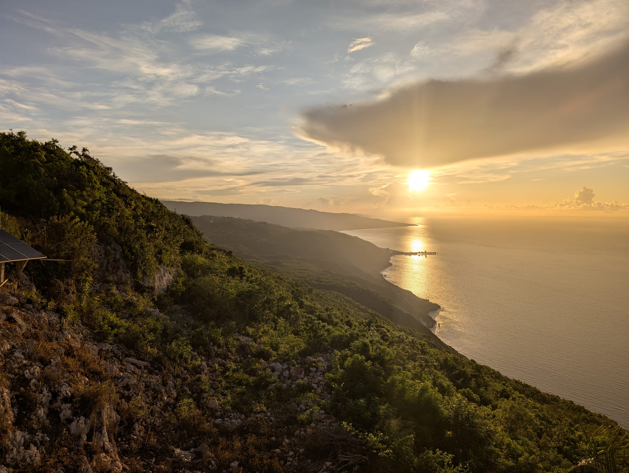 “Panoramic Caribbean Sea view from Sea Coast Inn balcony, St. Elizabeth”