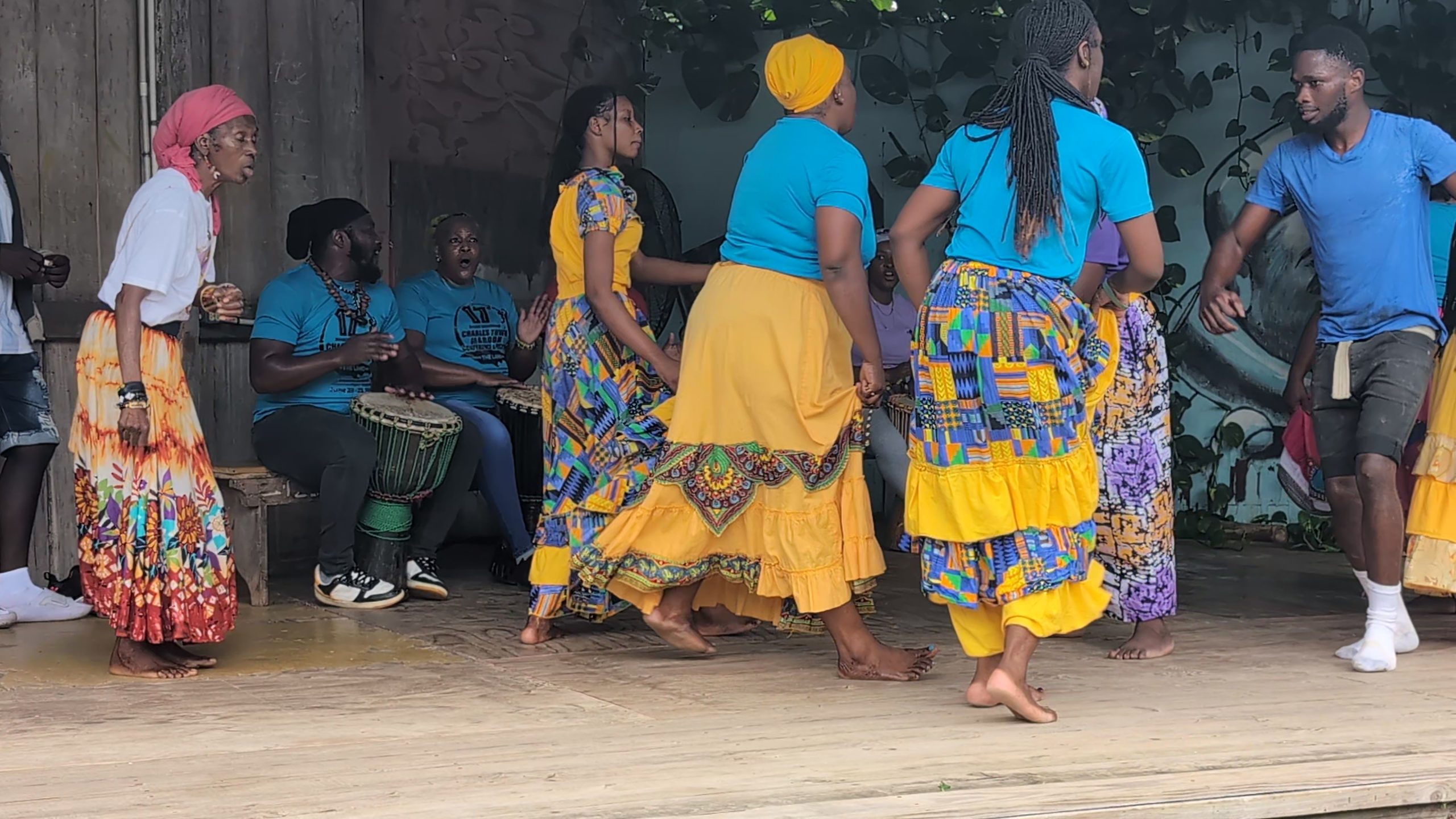 Traditional Maroon drummers performing in the Asafu Yard at Charles Town, Portland, Jamaica.